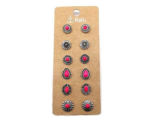Western 6 Dainty Post Earring Set: TURQUOISE