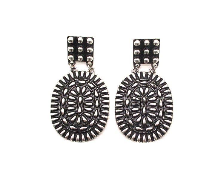 Western Oval Concho Dangle Earring