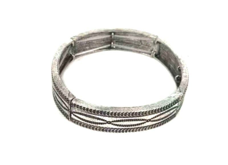 Western Boot Stitch Engraved Stretch Bracelet