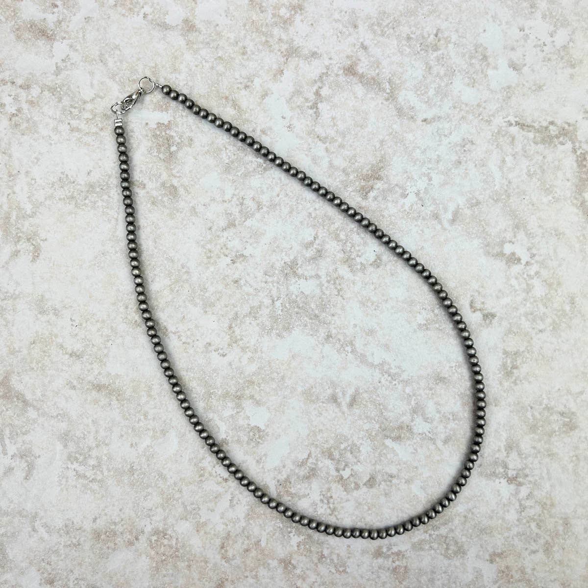 18" 4mm Faux Navajo pearl Necklace