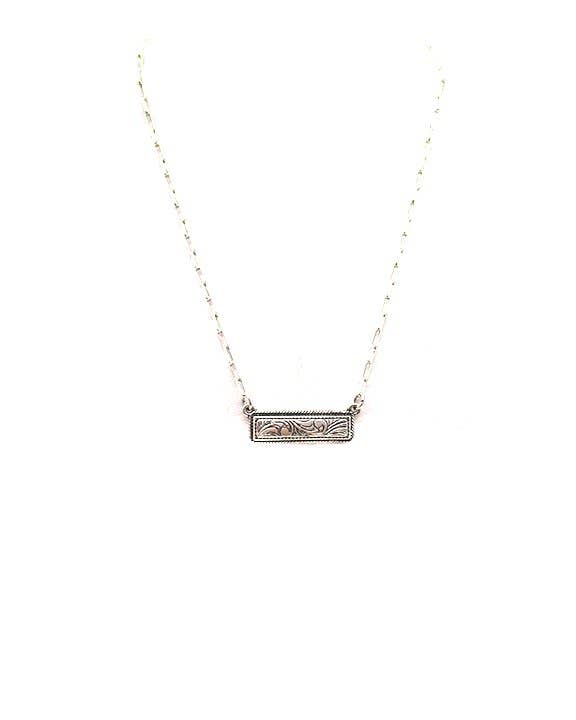 Western Dainty Bar Necklace: Silver