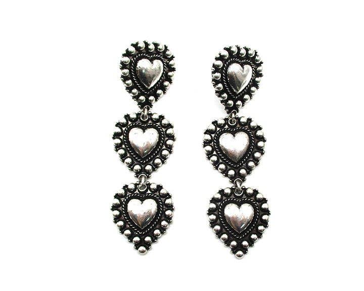 Western Heart Bubble 3 Dangle Earring