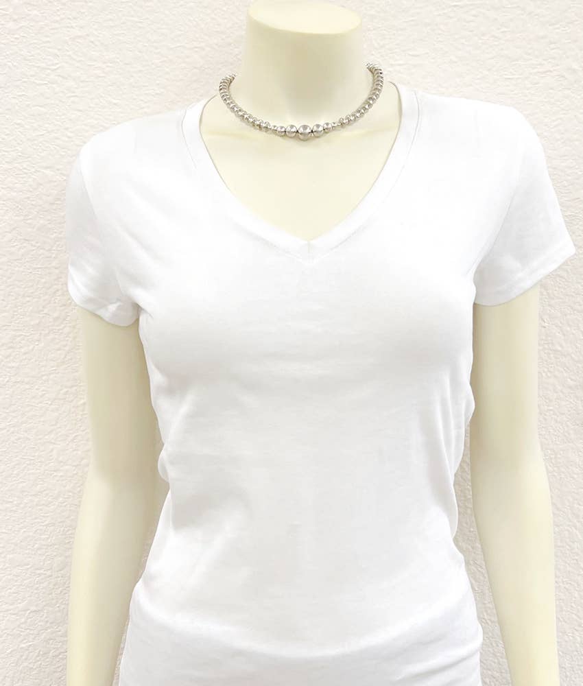 Handmade 15" Silver Navajo Bead Necklace