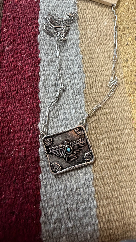 Western Thunderbird Metal Plate Necklace
