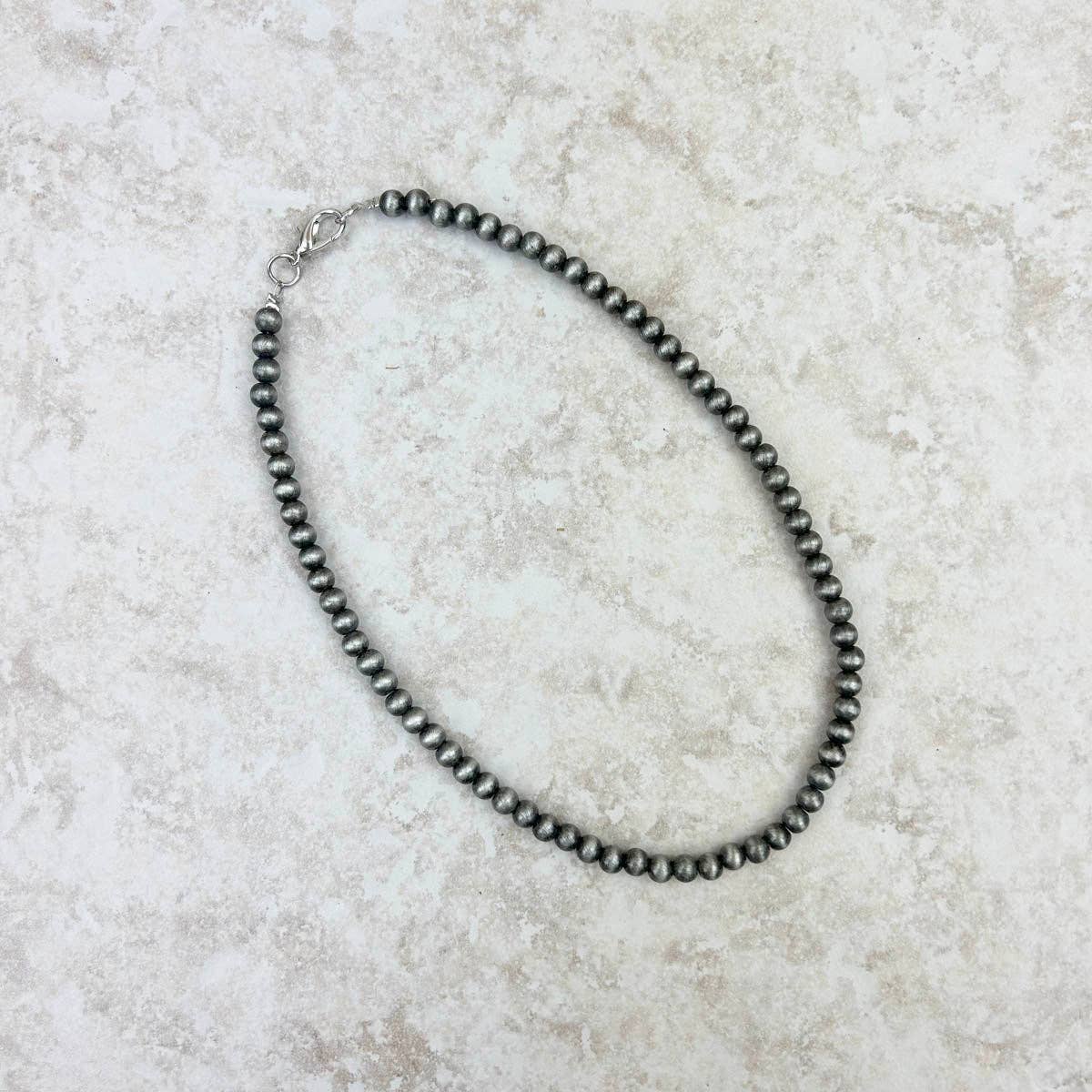 16 Inches 6mm Faux Navajo pearl Necklace