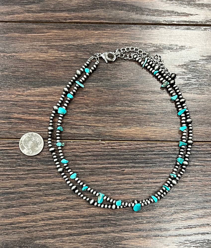 16" Handmade Navajo Bead, Turquoise Necklace