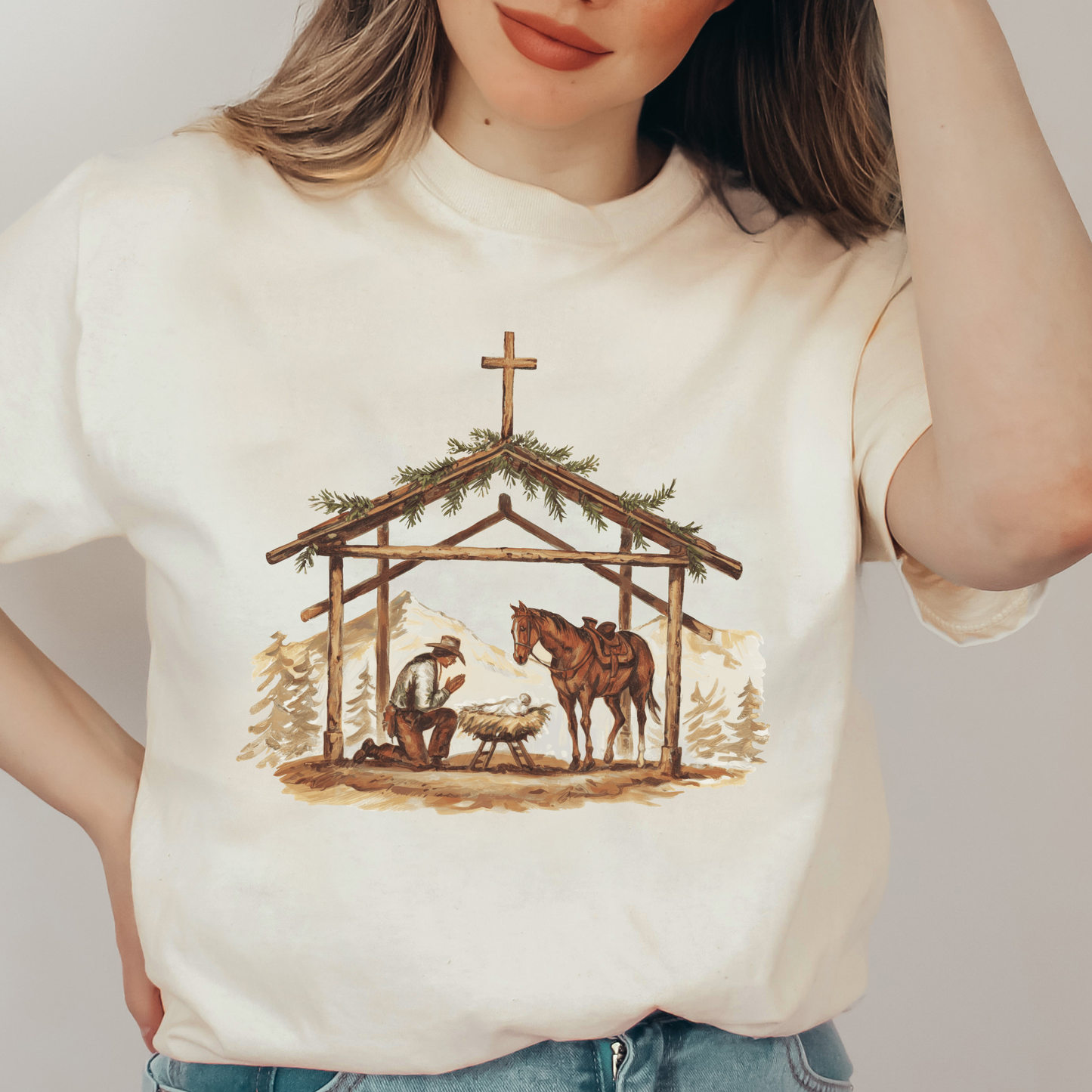 Cowboy Nativity T-Shirt – Western Christmas Graphic Tee