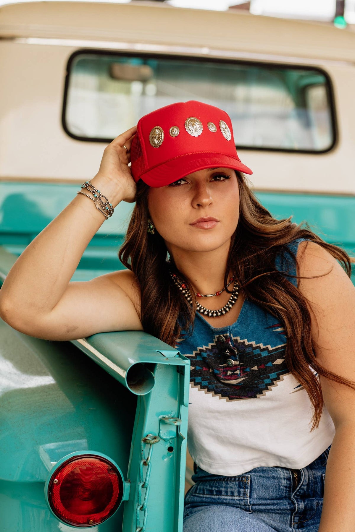 Red Concho Foam Trucker Hat