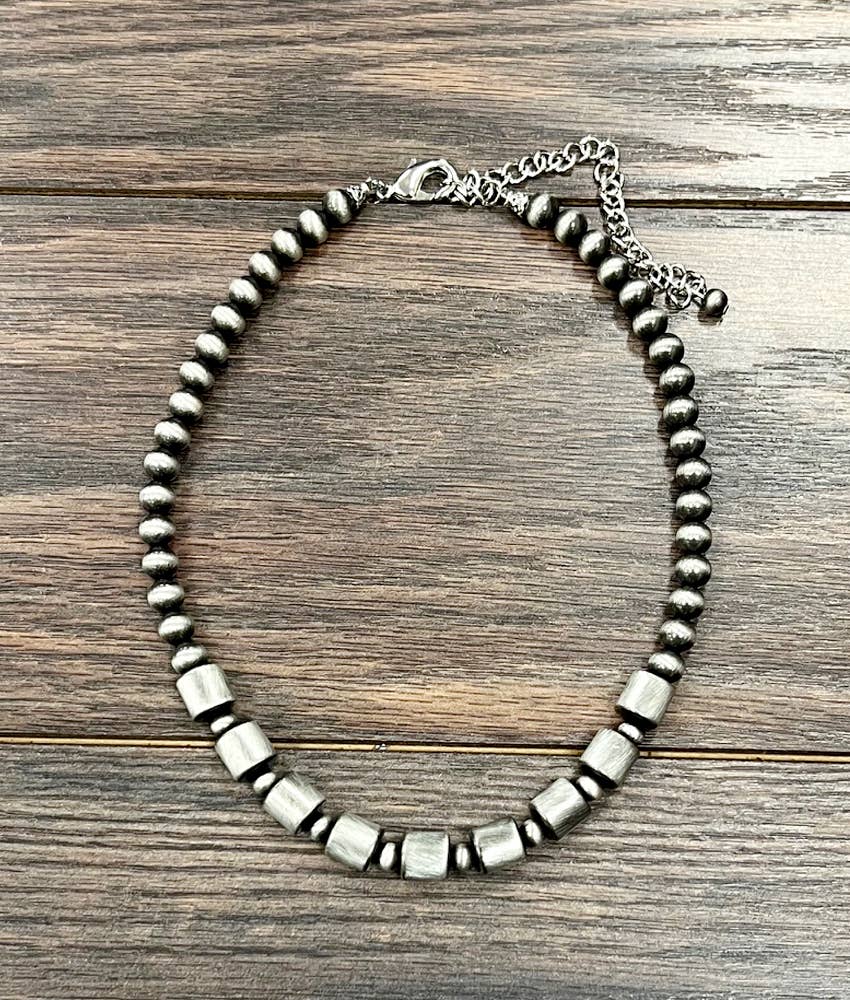 Handmade 15" Cylindrical Navajo Bead Necklace