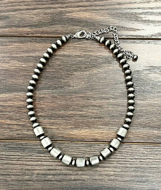 Handmade 15" Cylindrical Navajo Bead Necklace