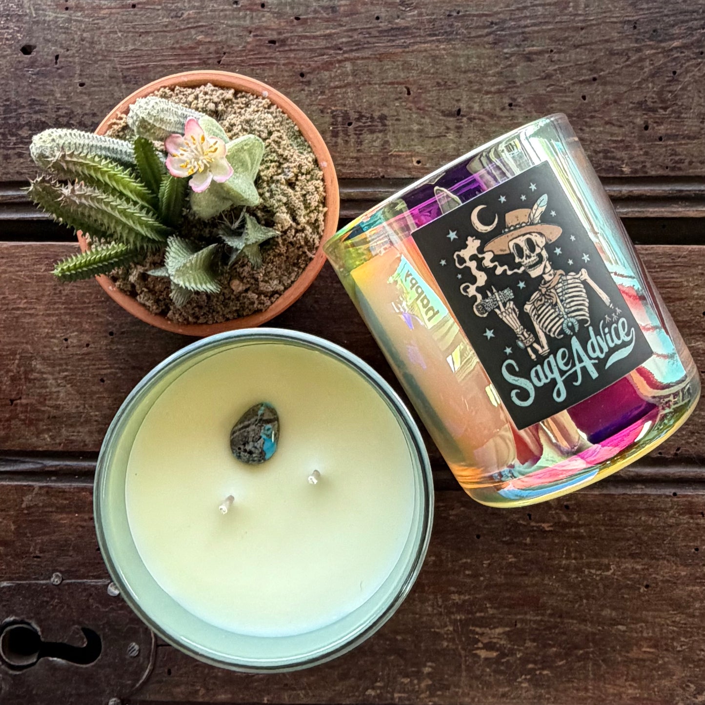 Eclectic West Candle with Genuine Turquoise