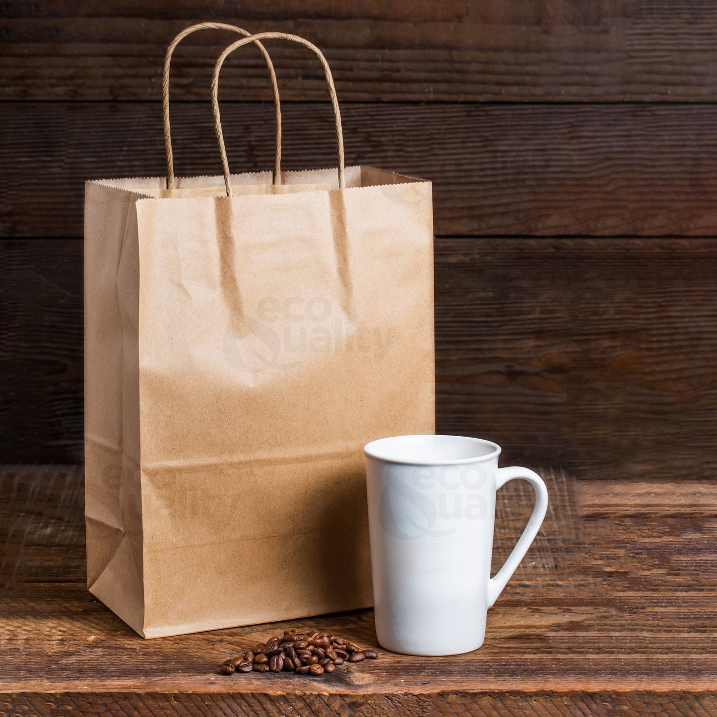 8x4.5x10.25 Kraft Brown Paper Gift Bags with Twine Handles: 250 Pcs