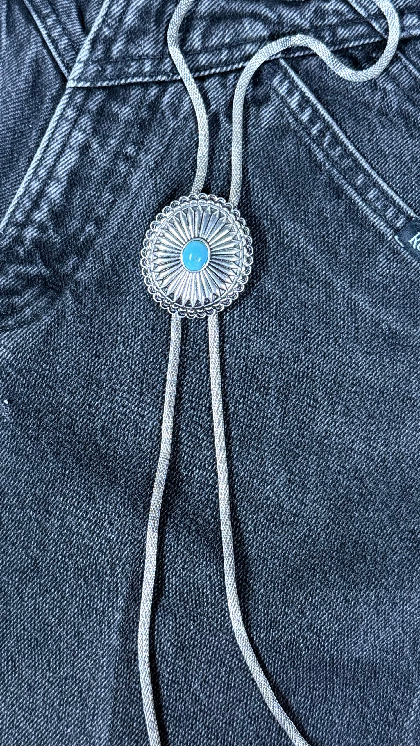 Western Turquoise Concho Bolo Necklace
