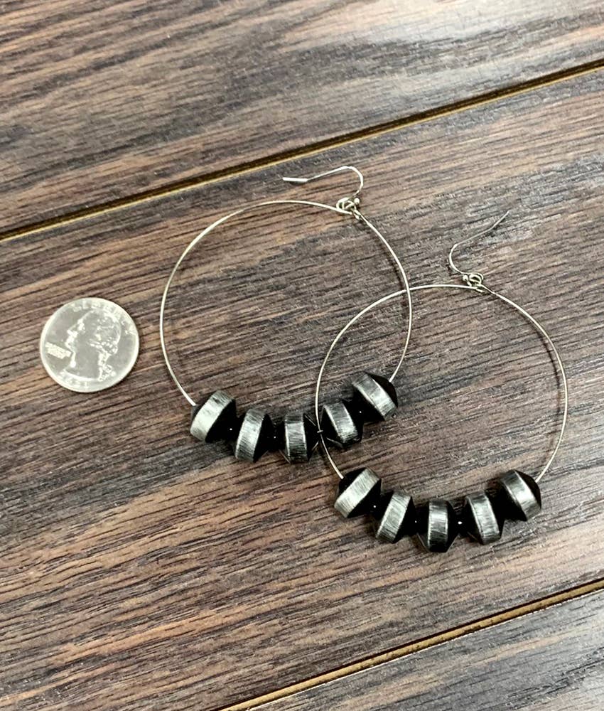 Rondelle Navajo Bead Hoop Earrings