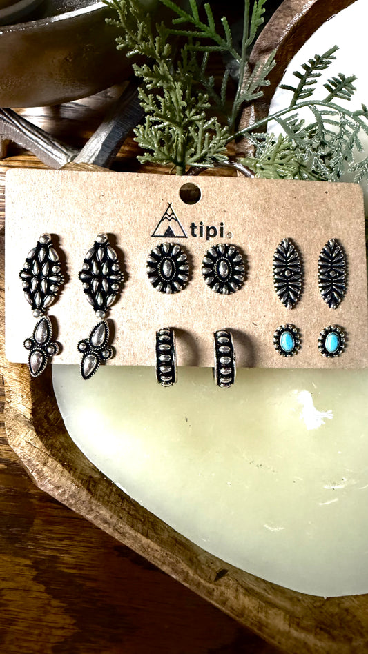 Western Mix 6 Earring Set