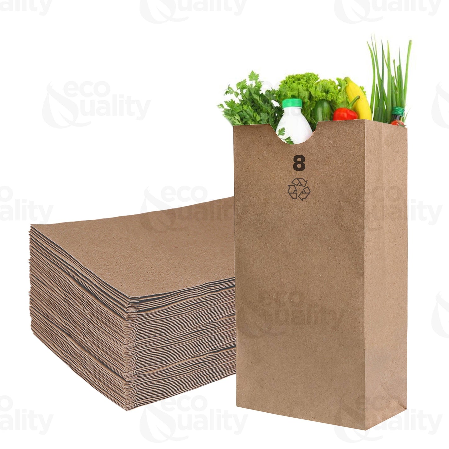 8Lb Kraft Brown Bakery Grocery Paper Bags: 200