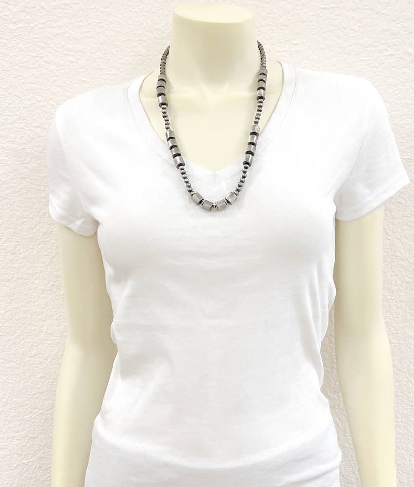 Handmade 23" Cylindrical Navajo Bead Necklace