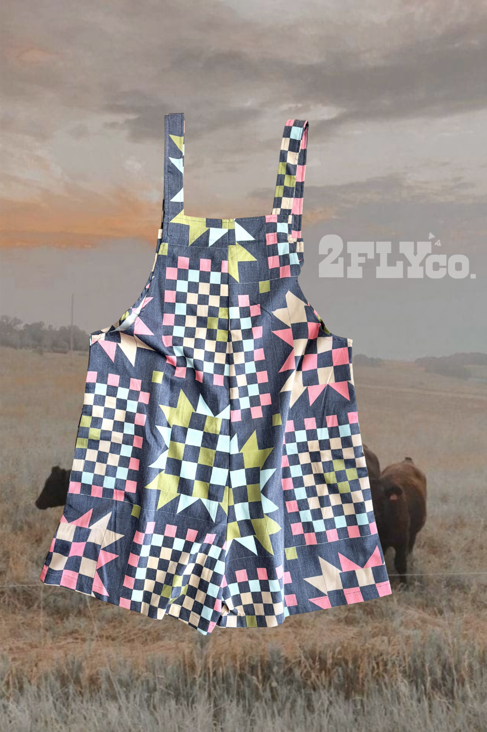 RANCHHOUSE STITCH ROMPER *BLUEGREENS: 3X