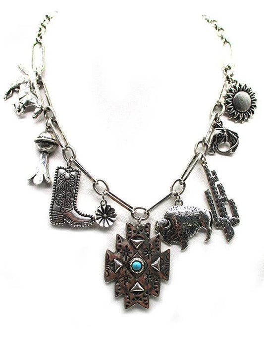Western Concho Charm Necklace
