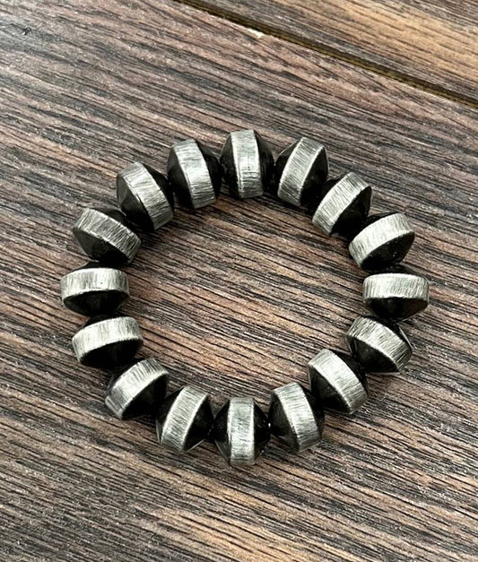 Handmade 12mm Navajo Bead Stretch Bracelet