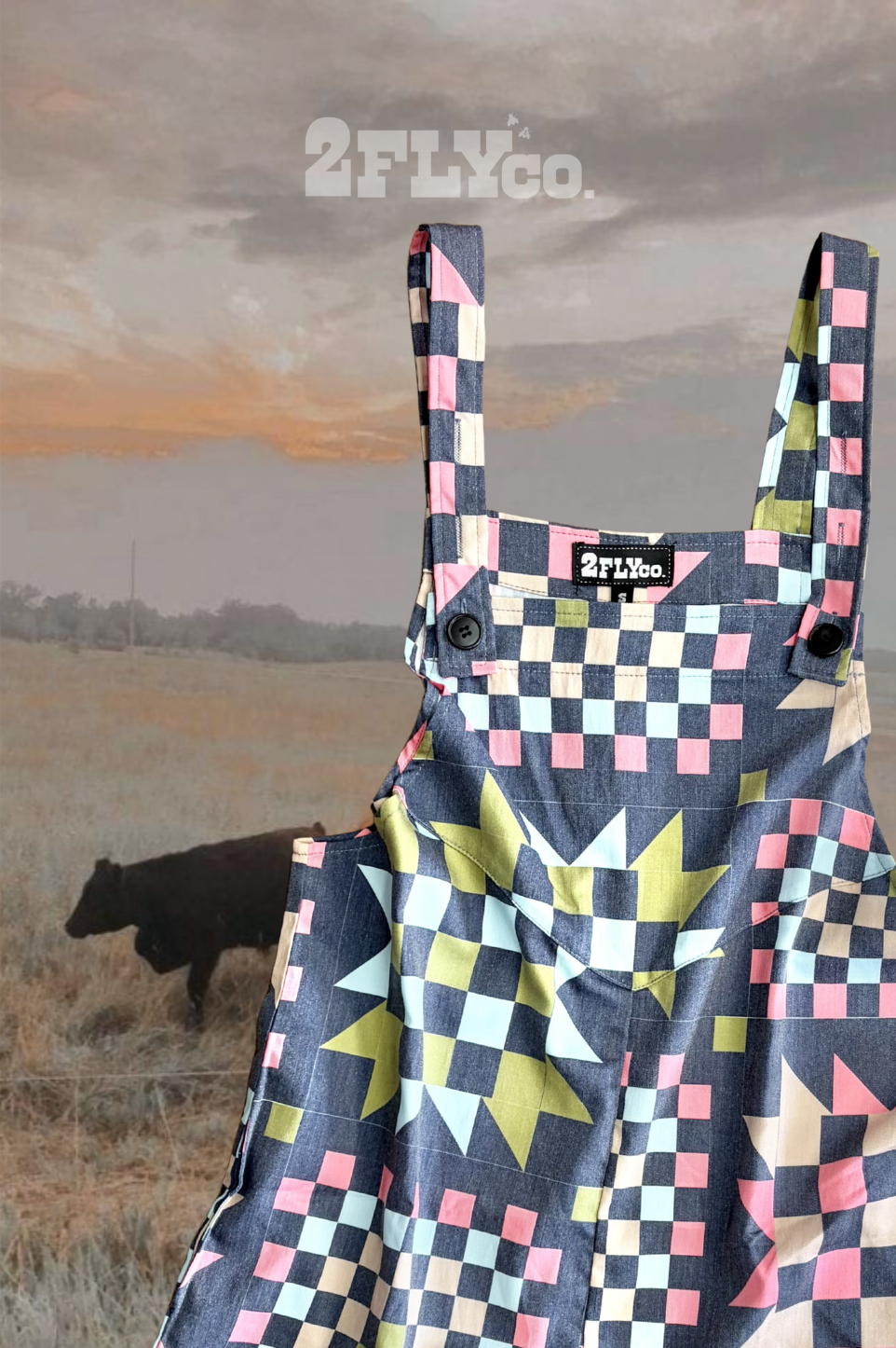 RANCHHOUSE STITCH ROMPER *BLUEGREENS: 3X