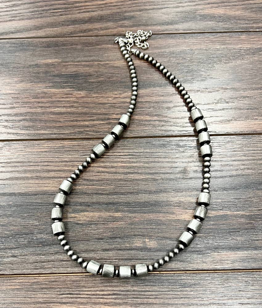 Handmade 23" Cylindrical Navajo Bead Necklace