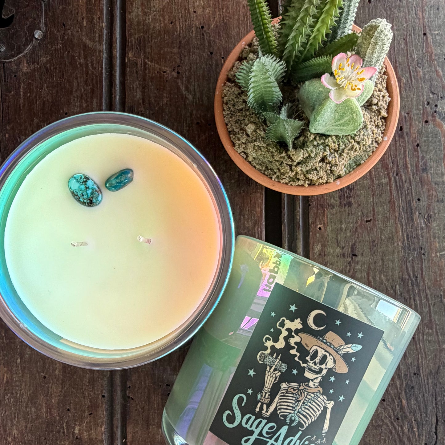 Eclectic West Candle with Genuine Turquoise