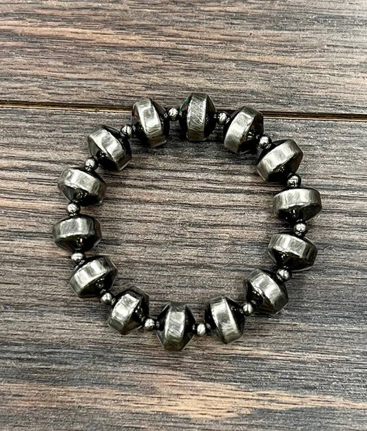 Handmade Rondelle Polish Navajo Stretch Bracelet