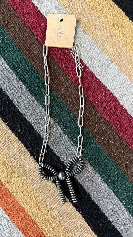 Western Navajo Pearl Ribbon Chain Necklace