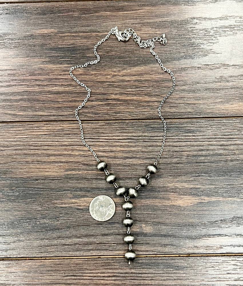 Handmade 20" 10mm Navajo Bead Y-Necklace