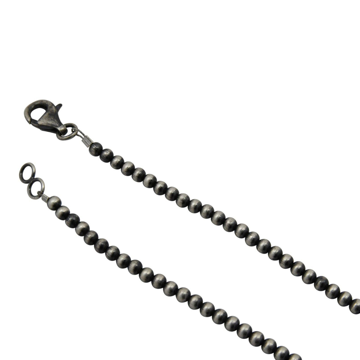 Sterling Silver Navajo Pearl 3mm Oxidize Round Bead Necklace. Available from 14" to 60": 16"