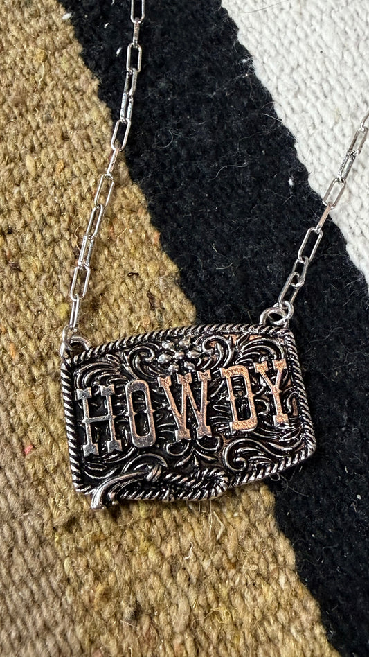 Western Howdy Plate Necklace