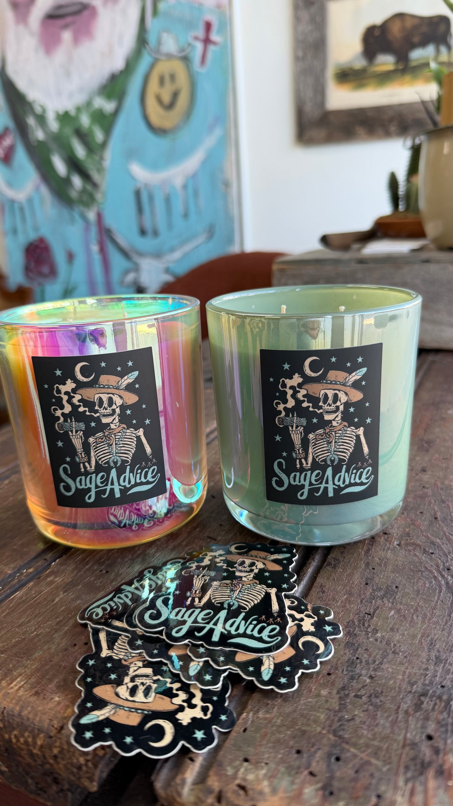 Eclectic West Candle with Genuine Turquoise