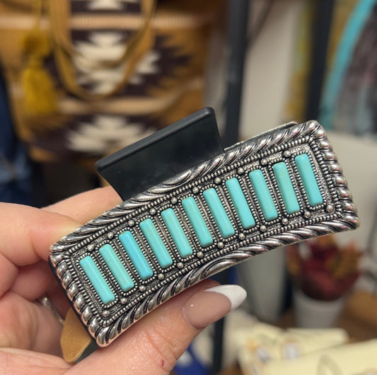 WESTERN TURQUOISE STONE HAIR CLAW