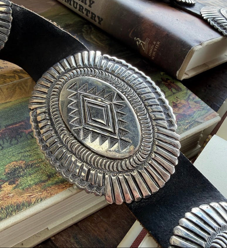 Western Sterling Silver Concho Statement Belt