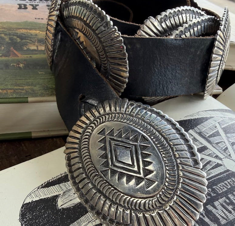 Western Sterling Silver Concho Statement Belt