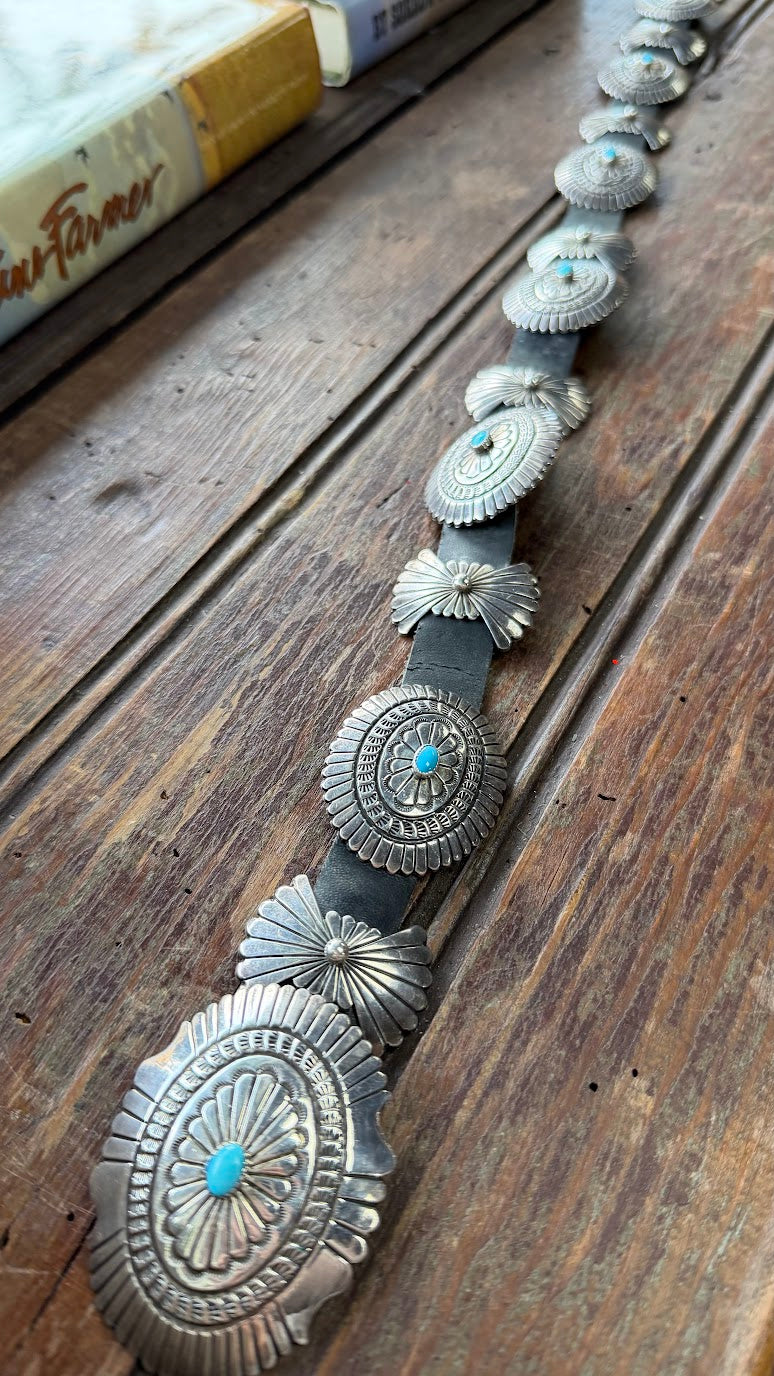 Western Sterling & Turquoise Statement Belt