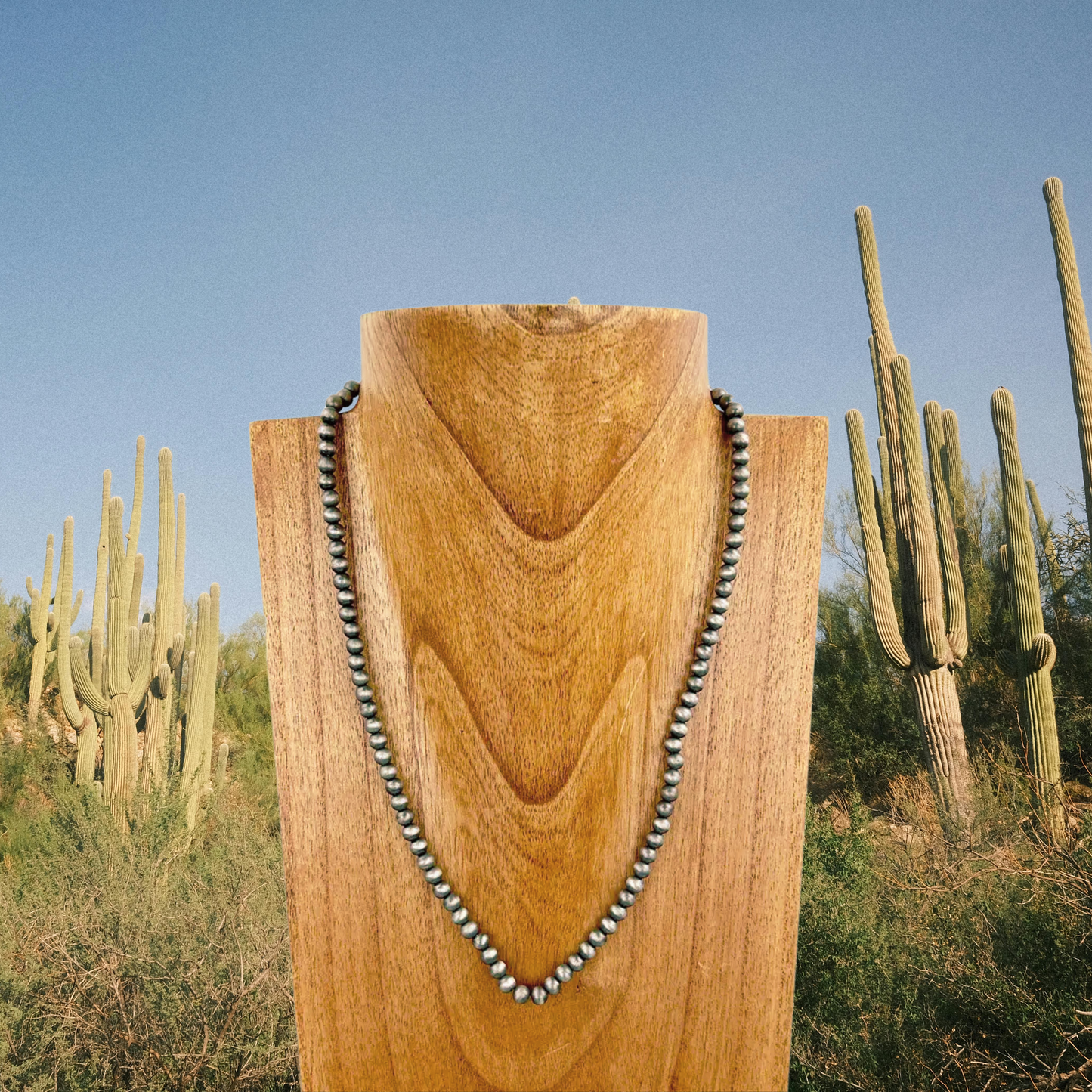 21" 6mm Faux Navajo pearl Necklace
