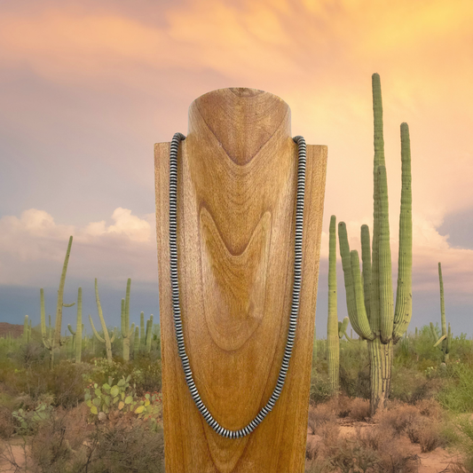 33" 8mm flat Faux Navajo pearl Necklace