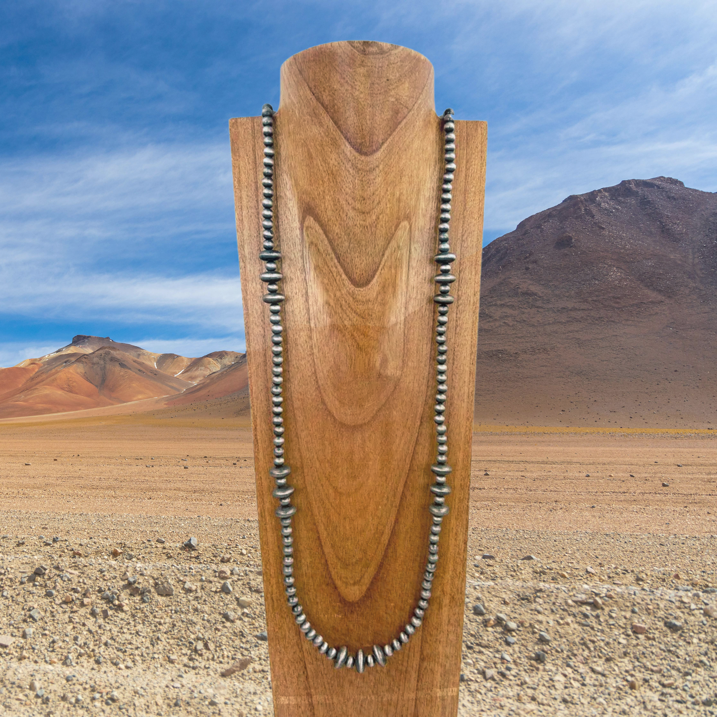 60" 8mm Faux Navajo pearl Necklace