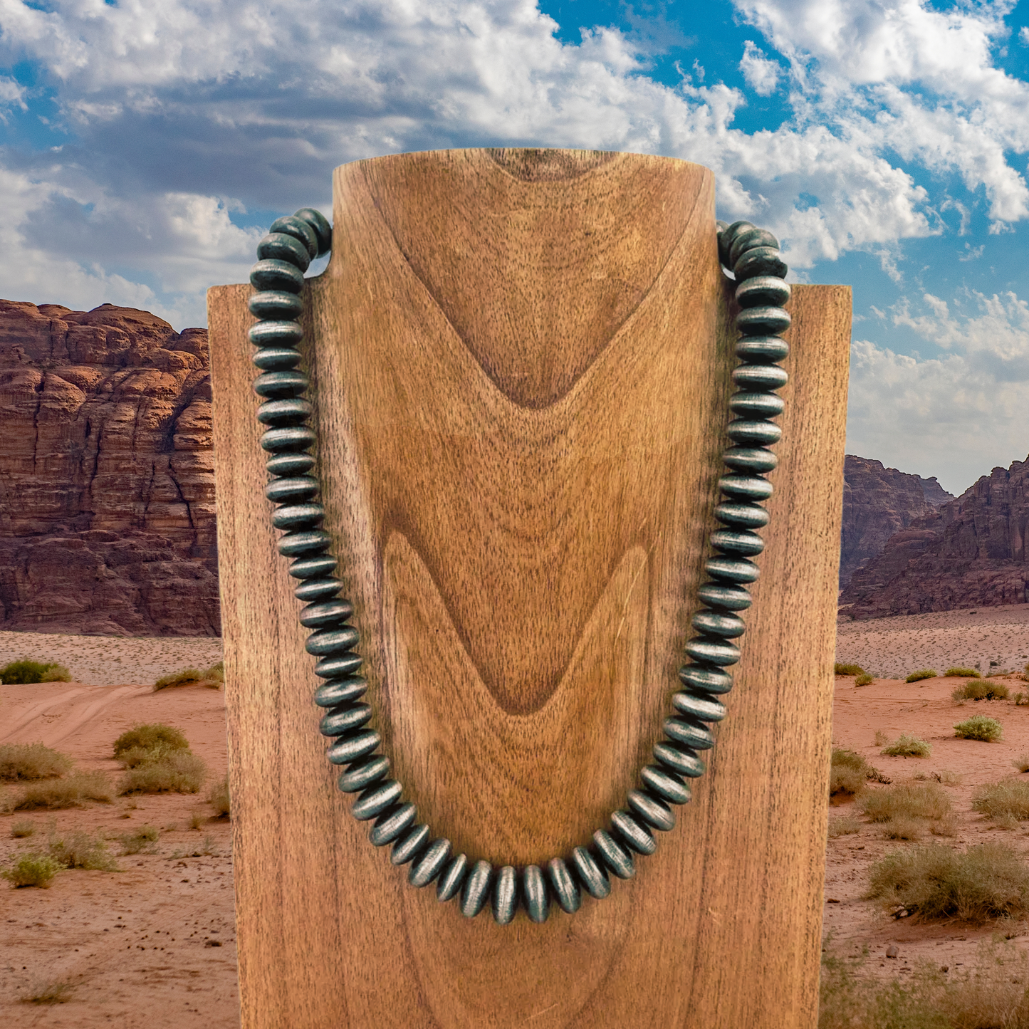 21" 15mm rounded Faux Navajo pearl Necklace