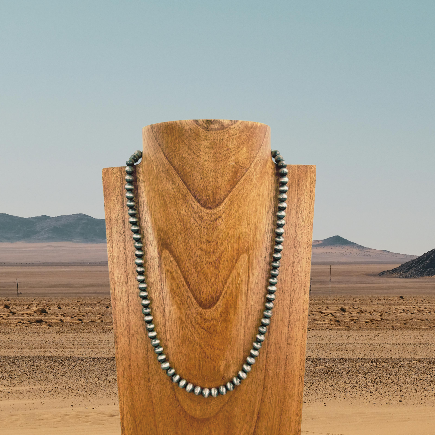 22" 8mm Faux Navajo pearl Necklace