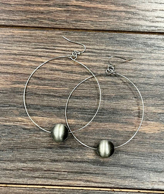 65mm Handmade Navajo Bead Hoop Earrings