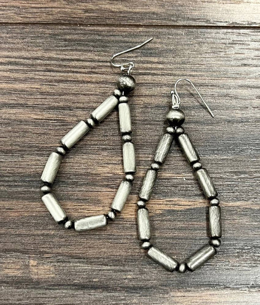 3" Handmade Cylindrical Navajo Bead Earrings