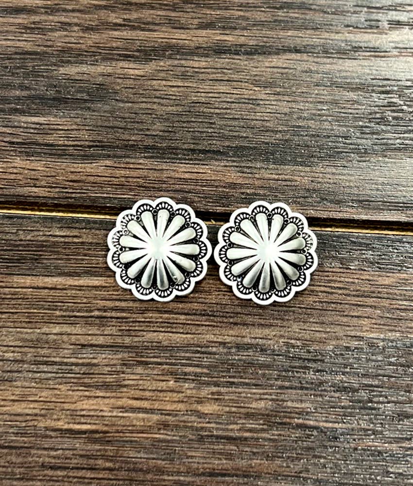 0.8" Brass Concho Stud Earrings