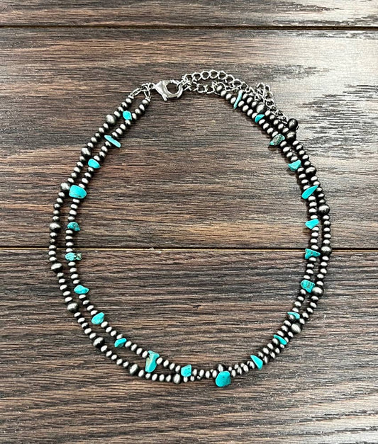16" Handmade Navajo Bead, Turquoise Necklace