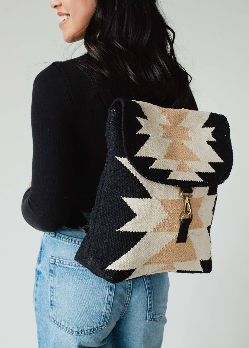Black, Cream & Tan Aztec Backpack
