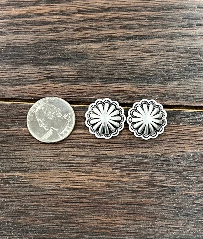 0.8" Brass Concho Stud Earrings