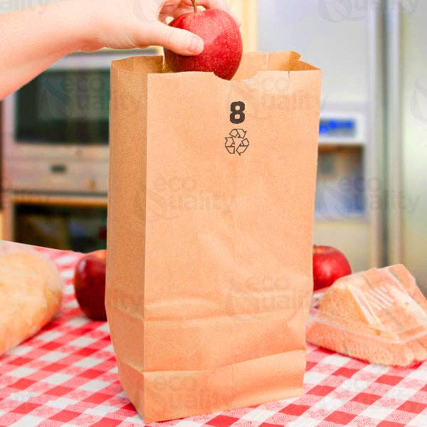 8Lb Kraft Brown Bakery Grocery Paper Bags: 200