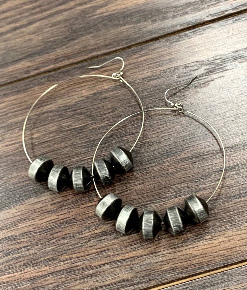 Rondelle Navajo Bead Hoop Earrings
